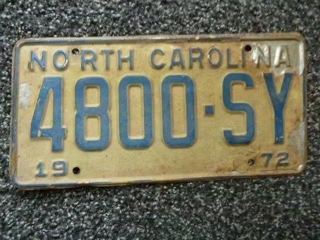 Kentekenplaat licenseplate North Carolina 72 USA, Verzenden, Gebruikt, Auto's