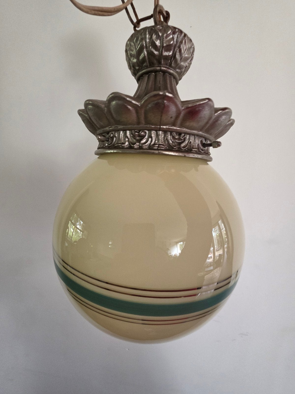 art deco lamp bollamp antiek Jugendstil Scandinavische, Huis en Inrichting, Ophalen of Verzenden, Groen, Zo goed als nieuw, Glas