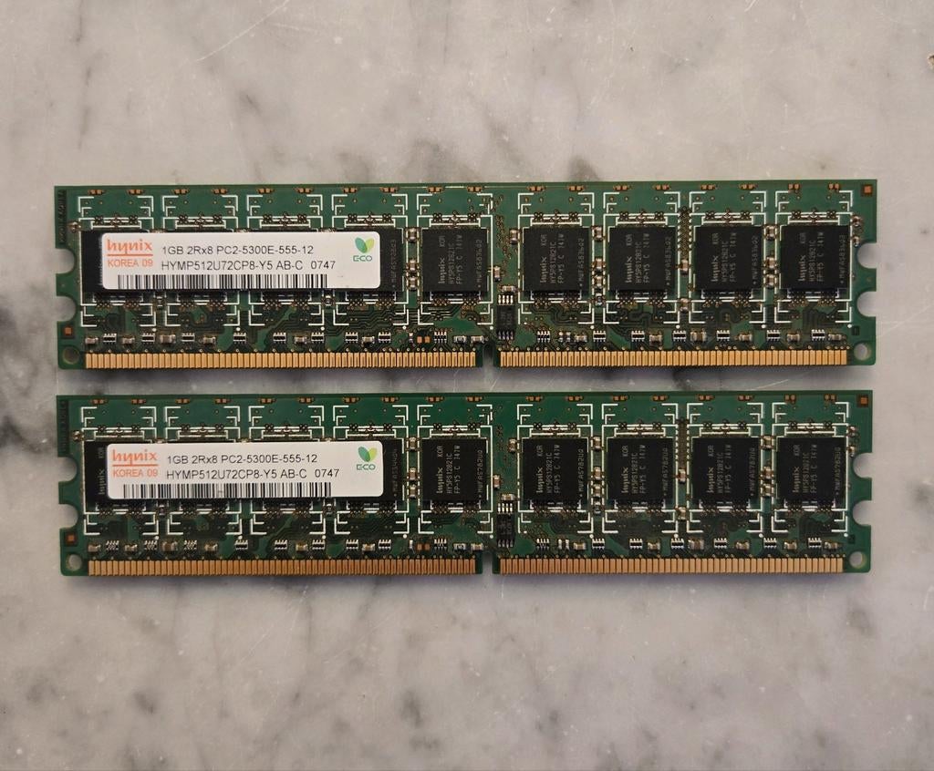 2 x 1GB, DDR2, 667mhz geheugen kit "Hynix", Computers en Software, RAM geheugen, Verzenden, Zo goed als nieuw, DDR2, 2 GB