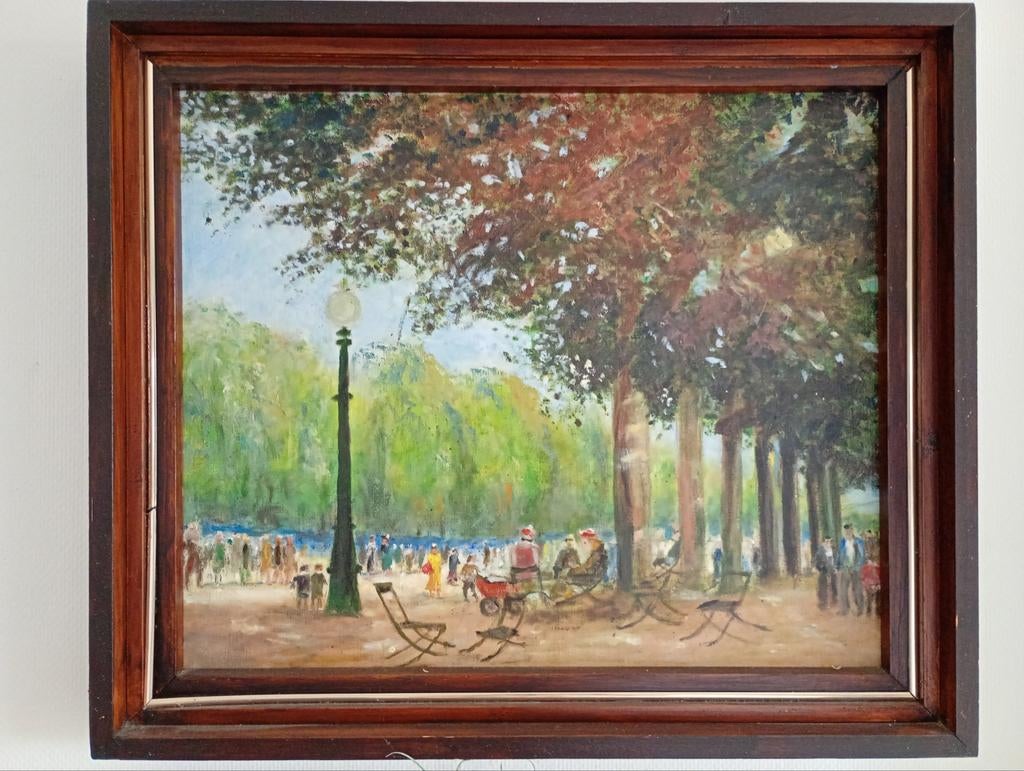 Schilderij van Edward Seago: Parkscène met figuren, Ophalen of Verzenden