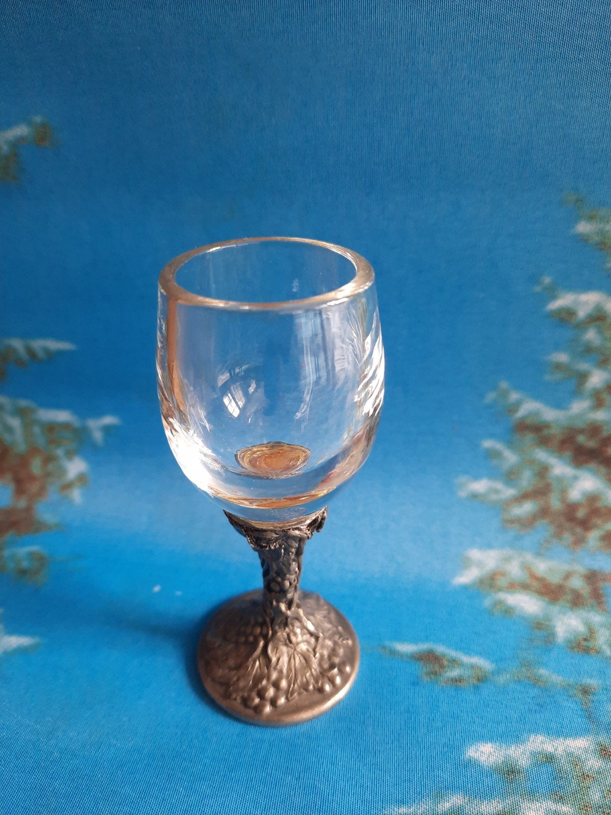 Caragnini borrelglas shotglas tinnen voet Italiaans, Verzenden, Zo goed als nieuw, Borrel- of Shotglas