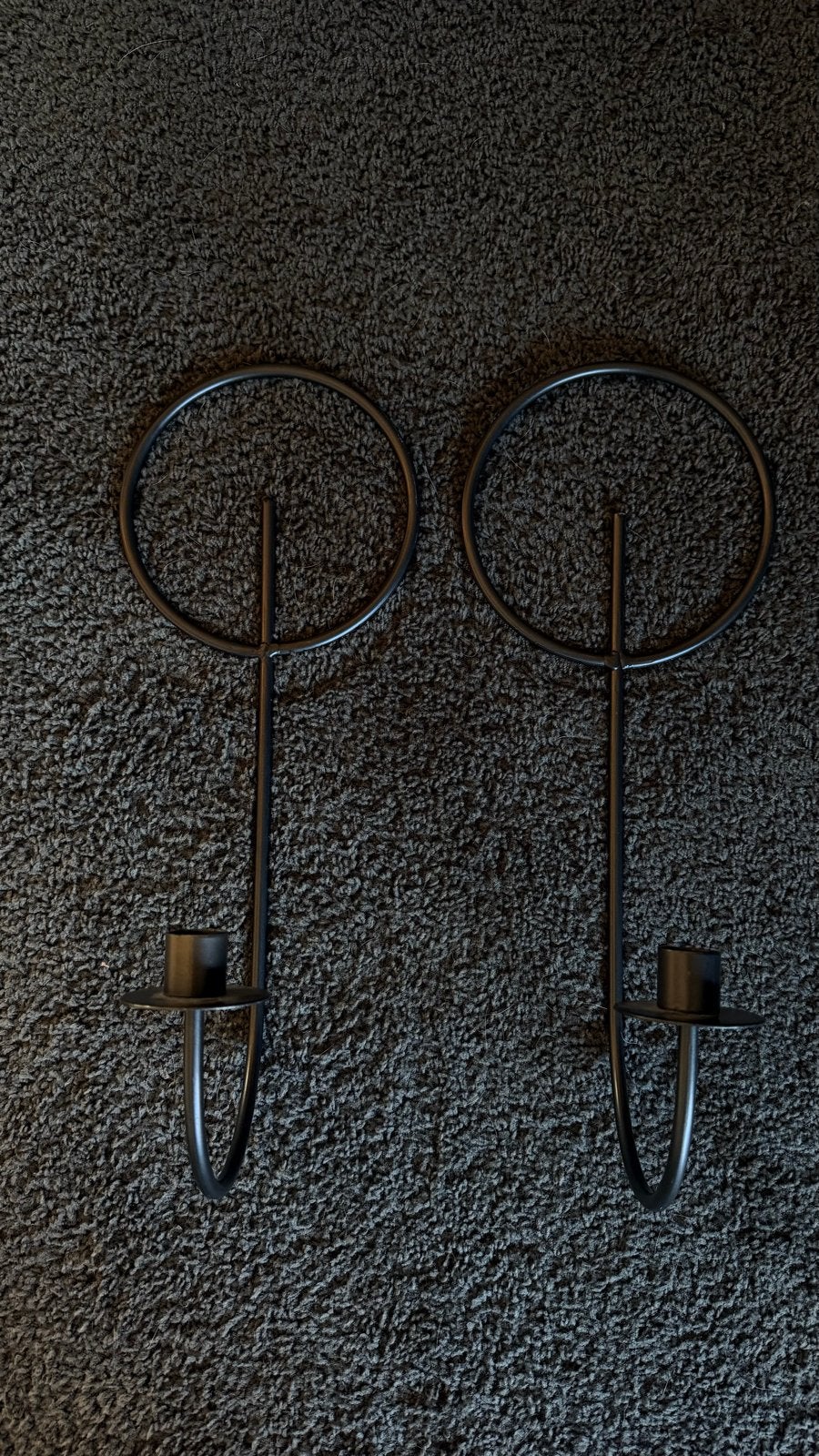 Set van 2 zwarte metalen wandkandelaars, Huis en Inrichting, Ophalen, Zwart, Zo goed als nieuw, Metaal