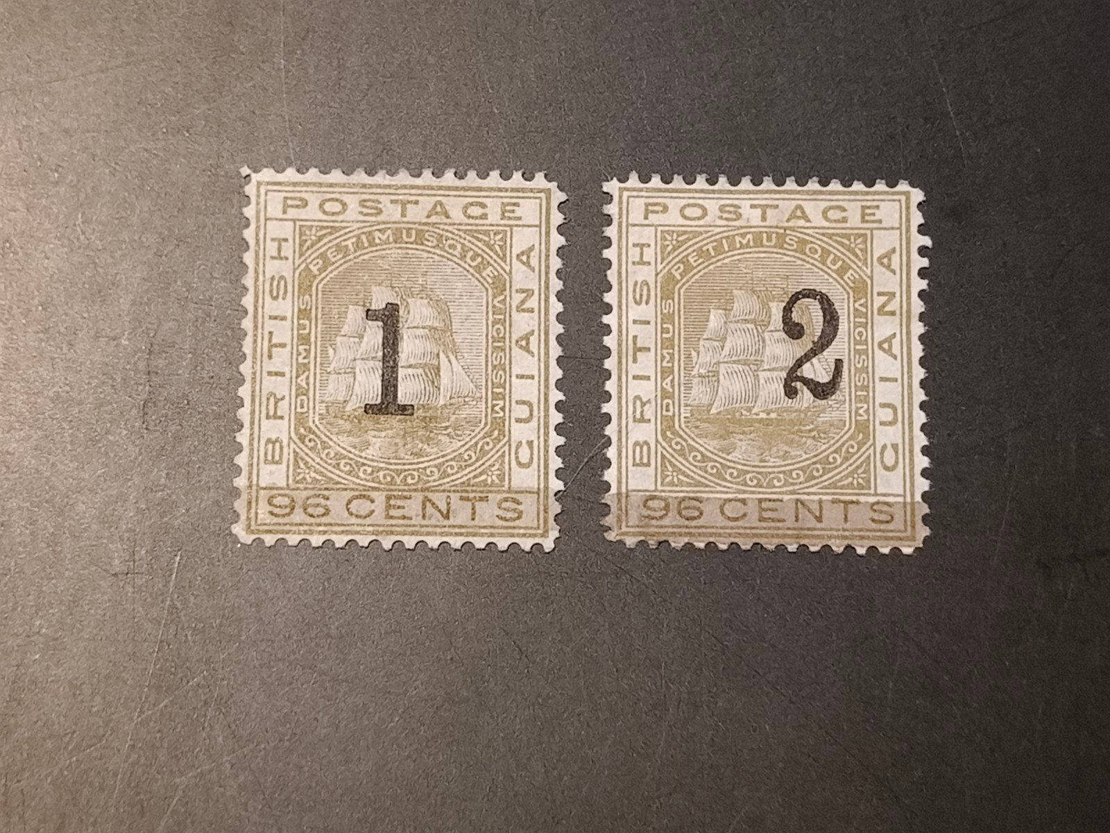 British Guiana 1 & 2 cents on 96 cents 1881, Mi 51, Ophalen of Verzenden, Midden-Amerika