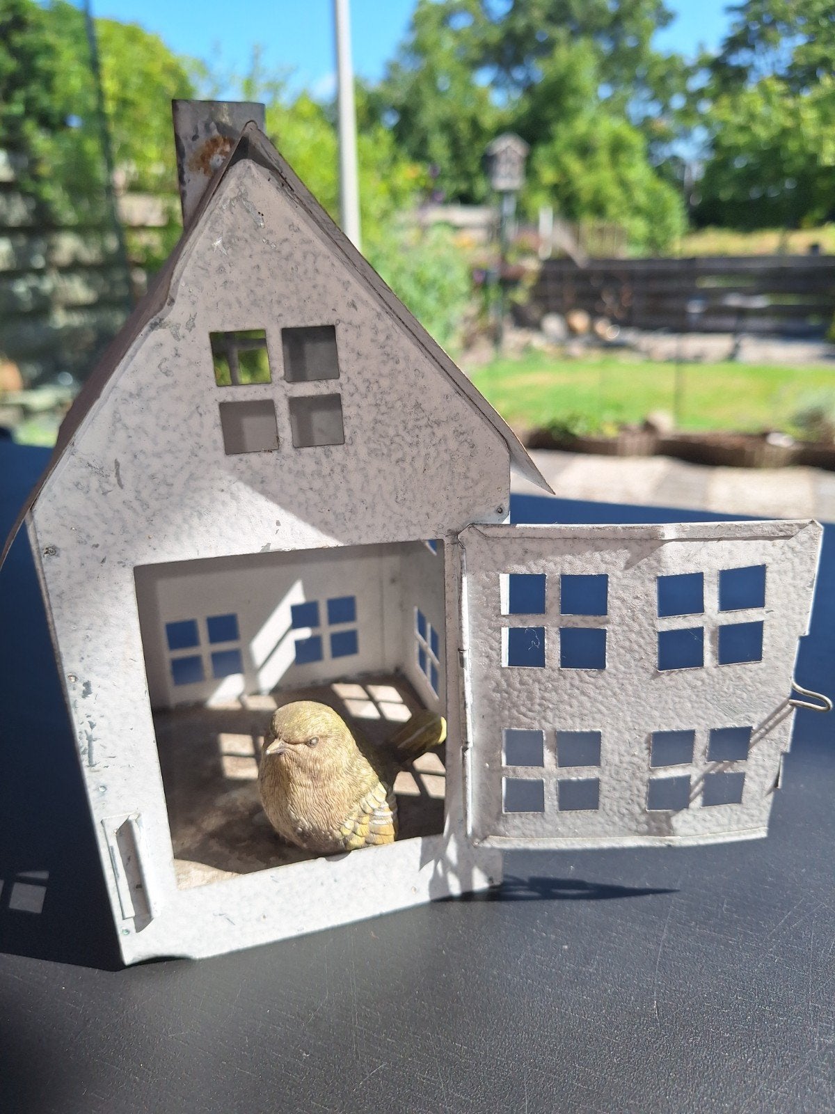 Decoratief vogelhuisje met vogeltje, Ophalen of Verzenden, Gebruikt
