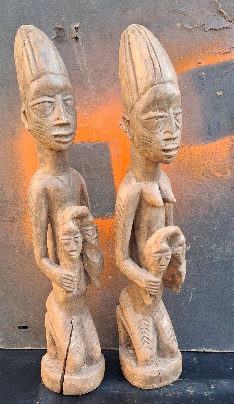 Fetisj, rituele beelden. Afrika.  35 cm. * Zie tekst., Bruin, Afrika, Handgemaakt, 35 cm