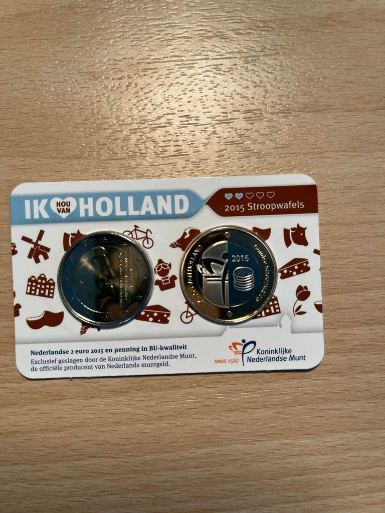 Coincard ik hou van Holland 2015 - stroopwafels, Verzenden, Koningin Beatrix, Euro's, Setje