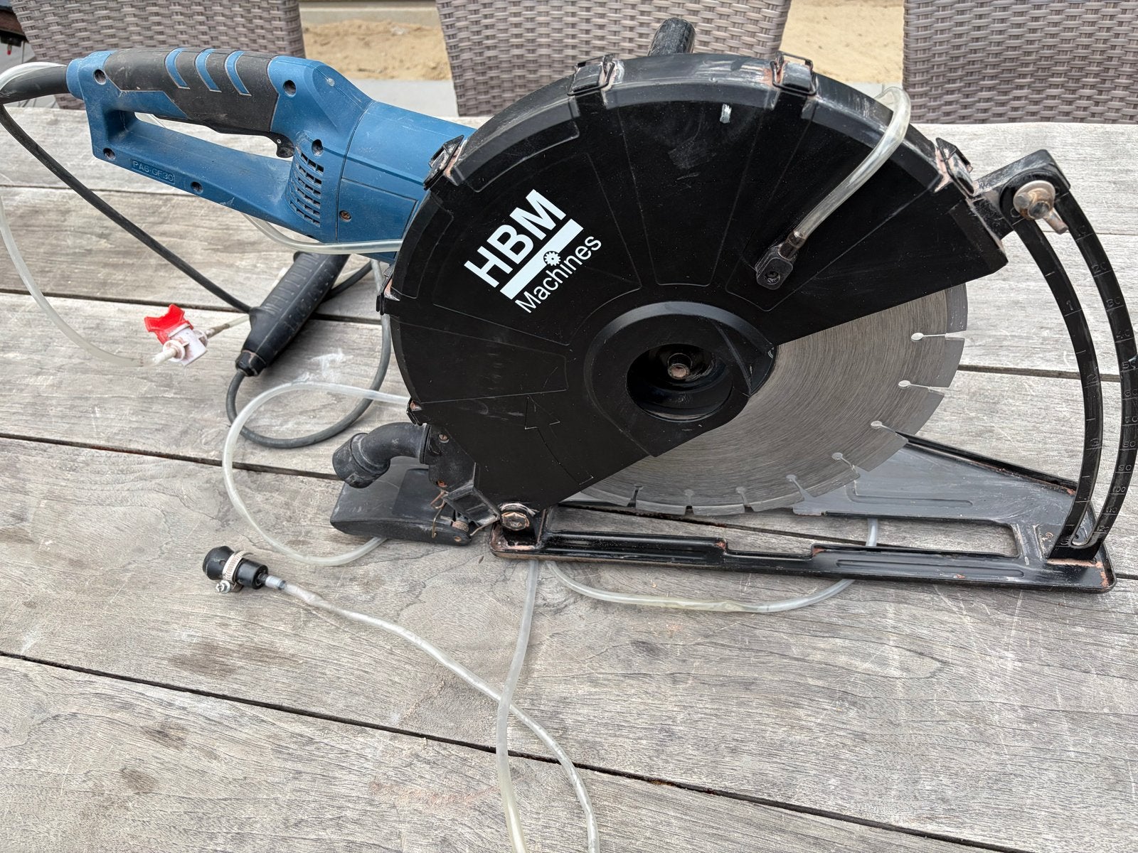 HBM Profi 350 mm Watergekoelde Muurzaag / Betonzaag 2600W, Doe-het-zelf en Verbouw, Ophalen, Gebruikt, 70 mm of meer, Overige typen