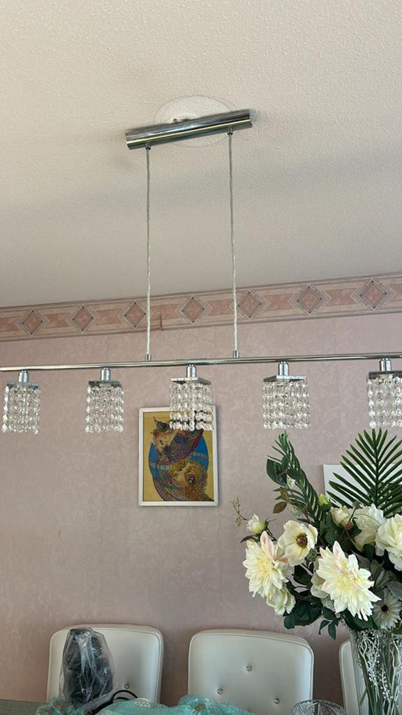 Zilveren Hanglamp met 5 lichtpunten en steentjes, Ophalen, Minder dan 50 cm