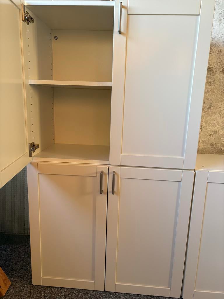 Witte IKEA Kasten - Set van 4 met deuren en planken, Ophalen, Gebruikt, 100 tot 150 cm, 50 tot 100 cm