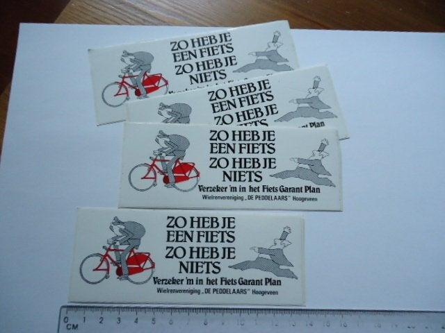sticker oud Hoogeveen Racefiets vintage PEDDELAARS wielren, Ophalen of Verzenden, Zo goed als nieuw, Bedrijf of Vereniging