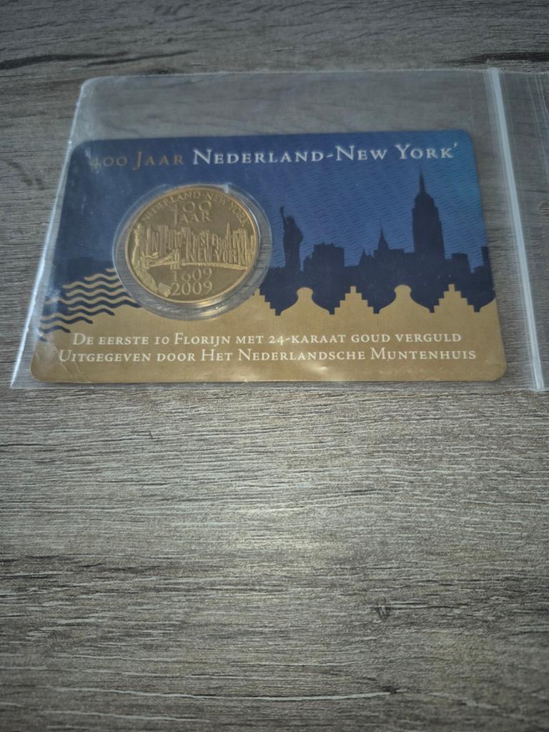400 jaar nederland-new-York in coincard, Postzegels en Munten, Ophalen of Verzenden, Koningin Beatrix, Euro's