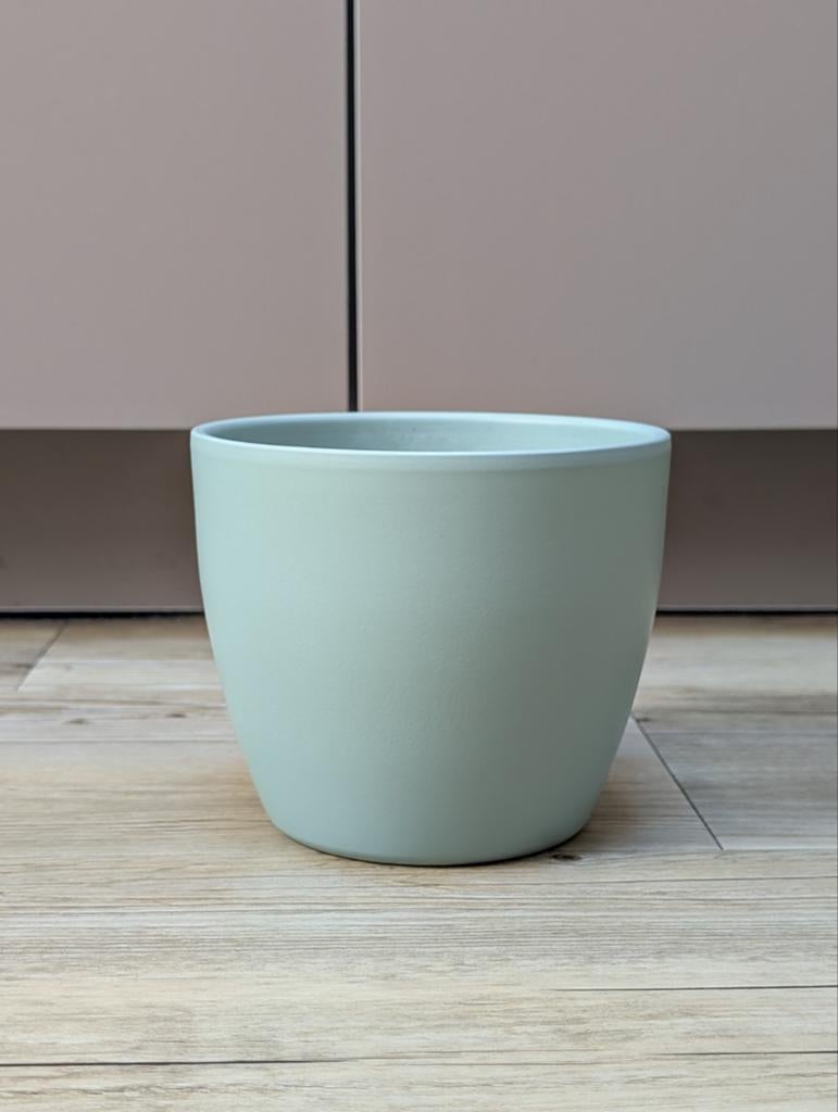 Bloempot (13 cm hoog, groen, Intratuin, voor binnen), Tuin en Terras, Bloempotten, Ophalen, Rond, Binnen, Zo goed als nieuw