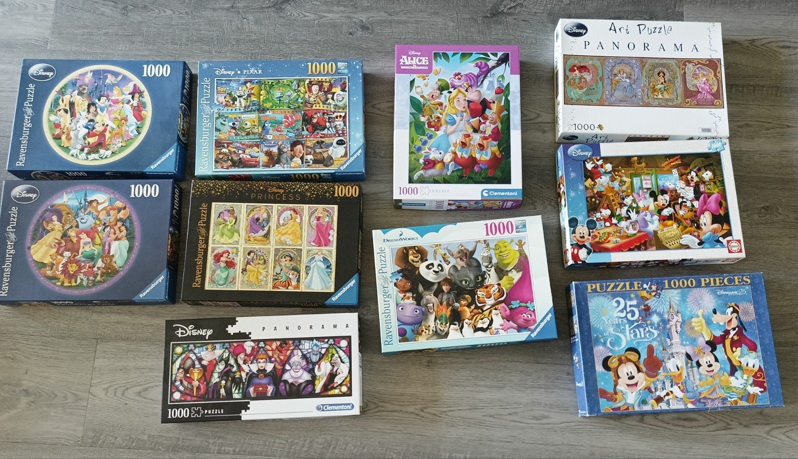 10 disney puzzels 1000 stukjes te koop, Ophalen of Verzenden, 500 t/m 1500 stukjes, Zo goed als nieuw