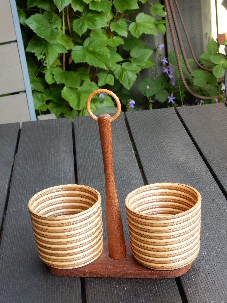 Vintage EPI Huissen ... pitriet met hout ...houder voor fles, Ophalen of Verzenden