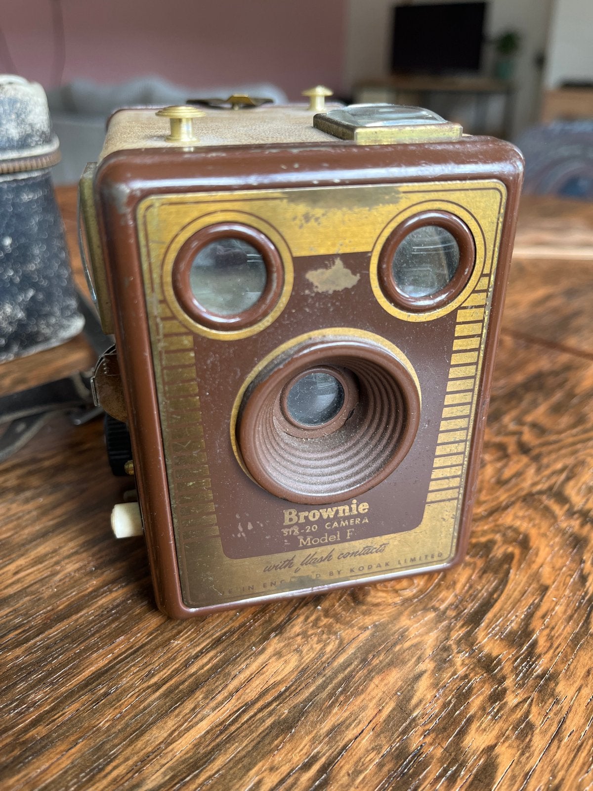 Vintage Kodak Brownie Six-20 Camera Model F - Bruin, Ophalen of Verzenden, Gebruikt, Compact, Kodak