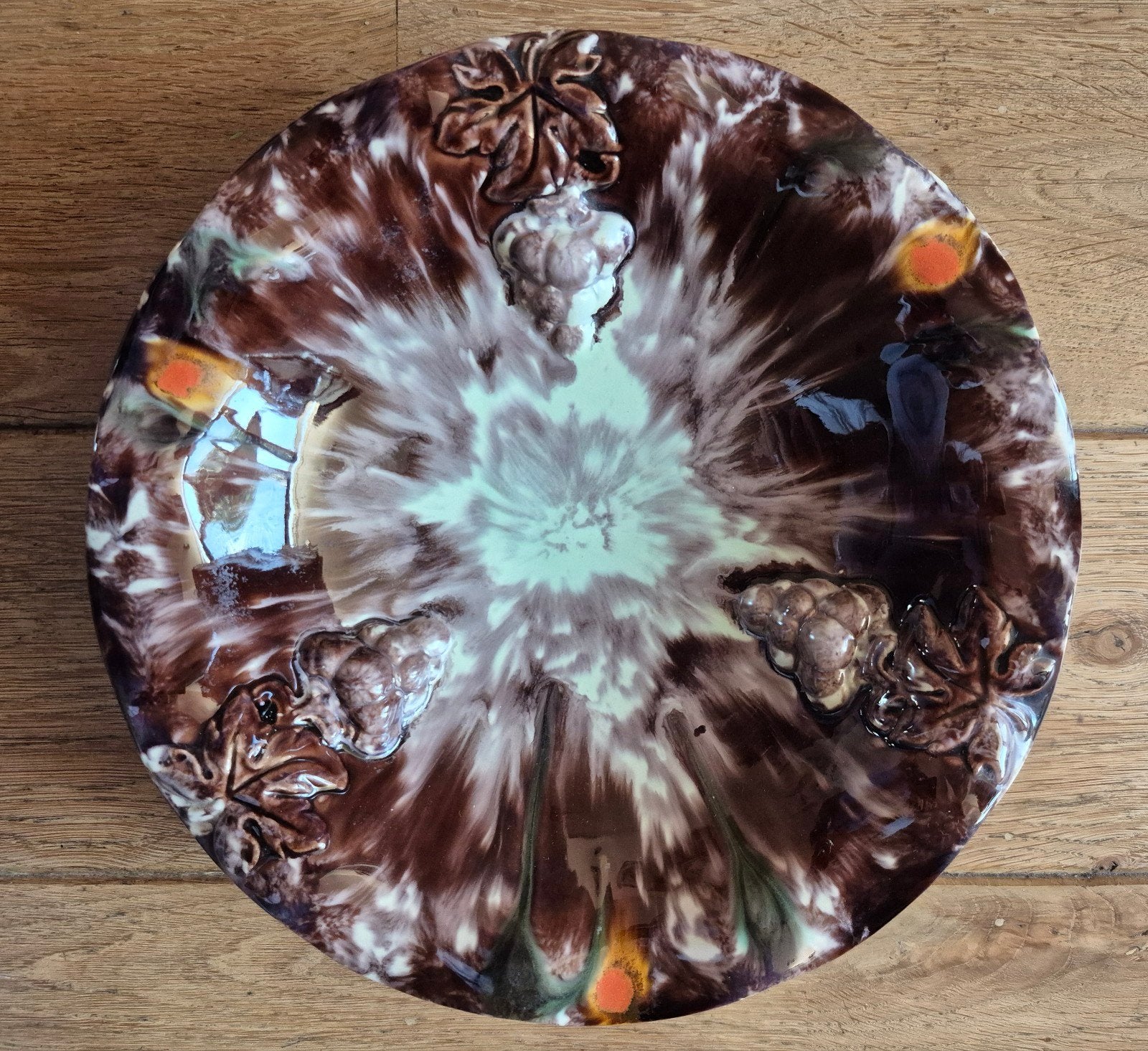 Vintage JASBA Duits majolica schaal keramiek, Ophalen of Verzenden