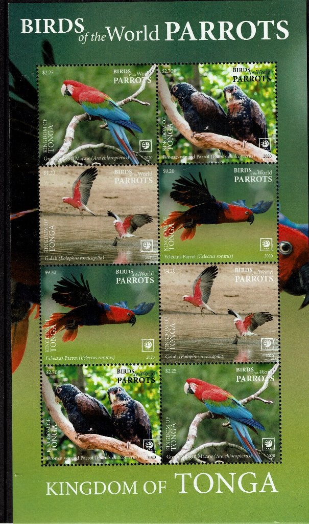 TONGA 2020 PF BLOK PAPEGAASIEN PAROTS VOGELS BIRDS, Postzegels en Munten, Ophalen of Verzenden, Postfris, Dier of Natuur