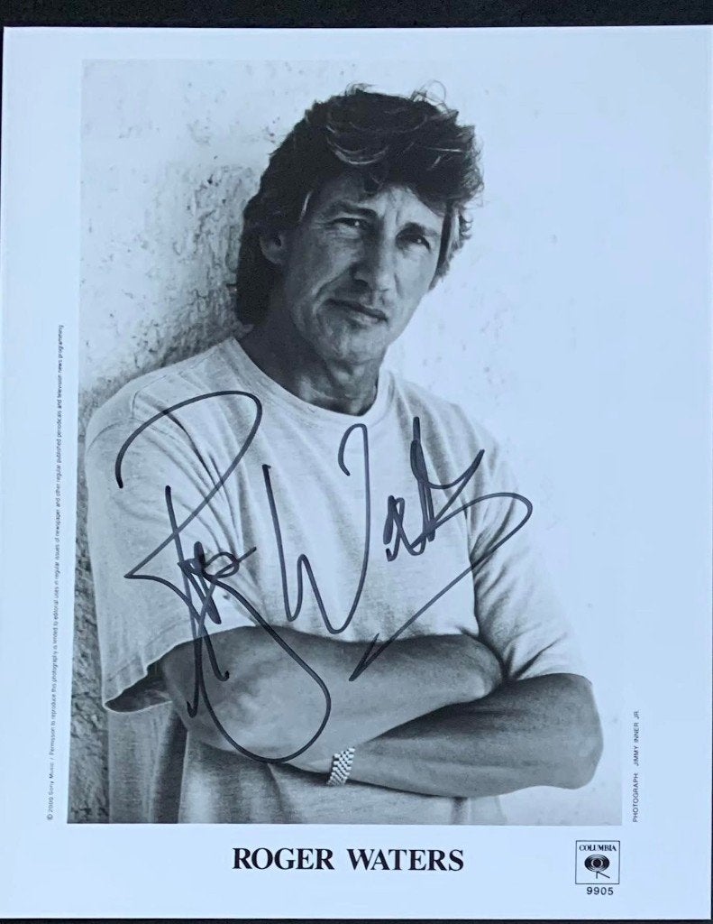 Roger Waters, gesigneerde persfoto, Verzamelen, Muziek, Artiesten en Beroemdheden, Ophalen of Verzenden, Zo goed als nieuw, Foto of Kaart