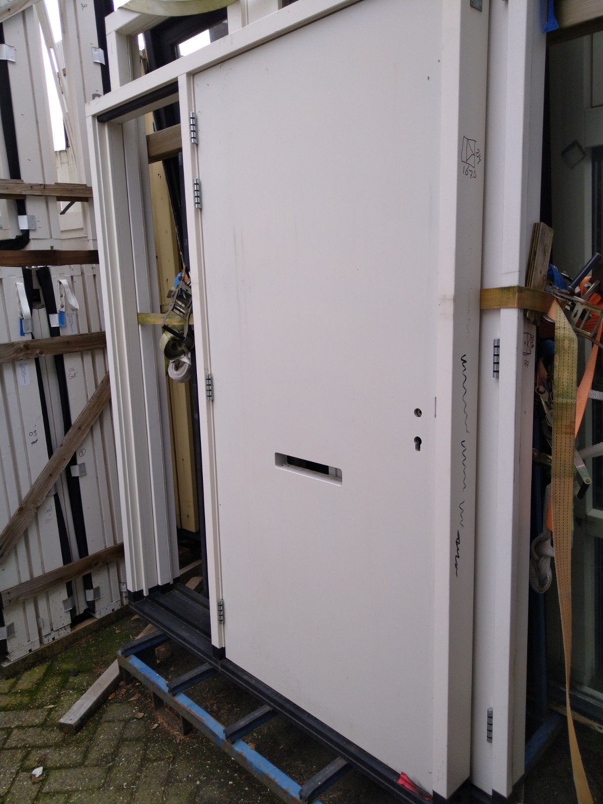 kozijn met buitendeur en zijlicht, Doe-het-zelf en Verbouw, Nieuw, Ophalen of Verzenden, Buitendeur, Hout