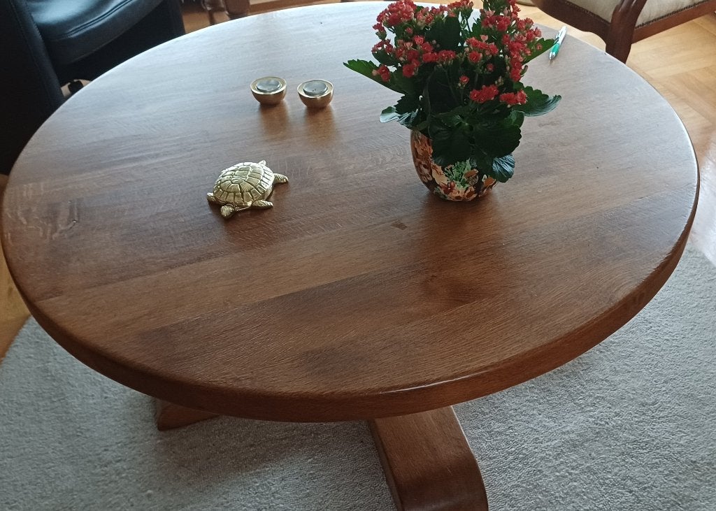 Eikenhouten kloostertafel/salontafel, Ophalen, Gebruikt, 50 tot 75 cm, Klassiek