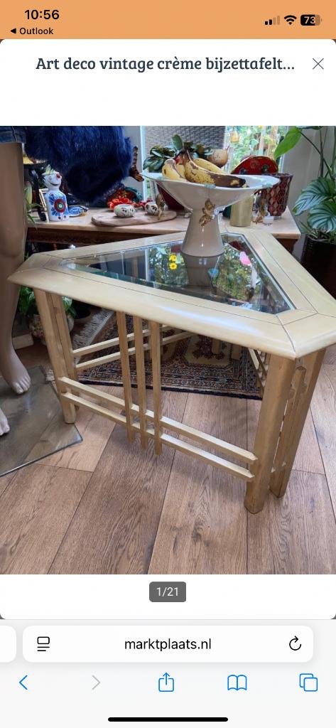 Vintage jaren 60/70 retro tafeltje met geslepen glasplaat, Ophalen, Huis en Inrichting