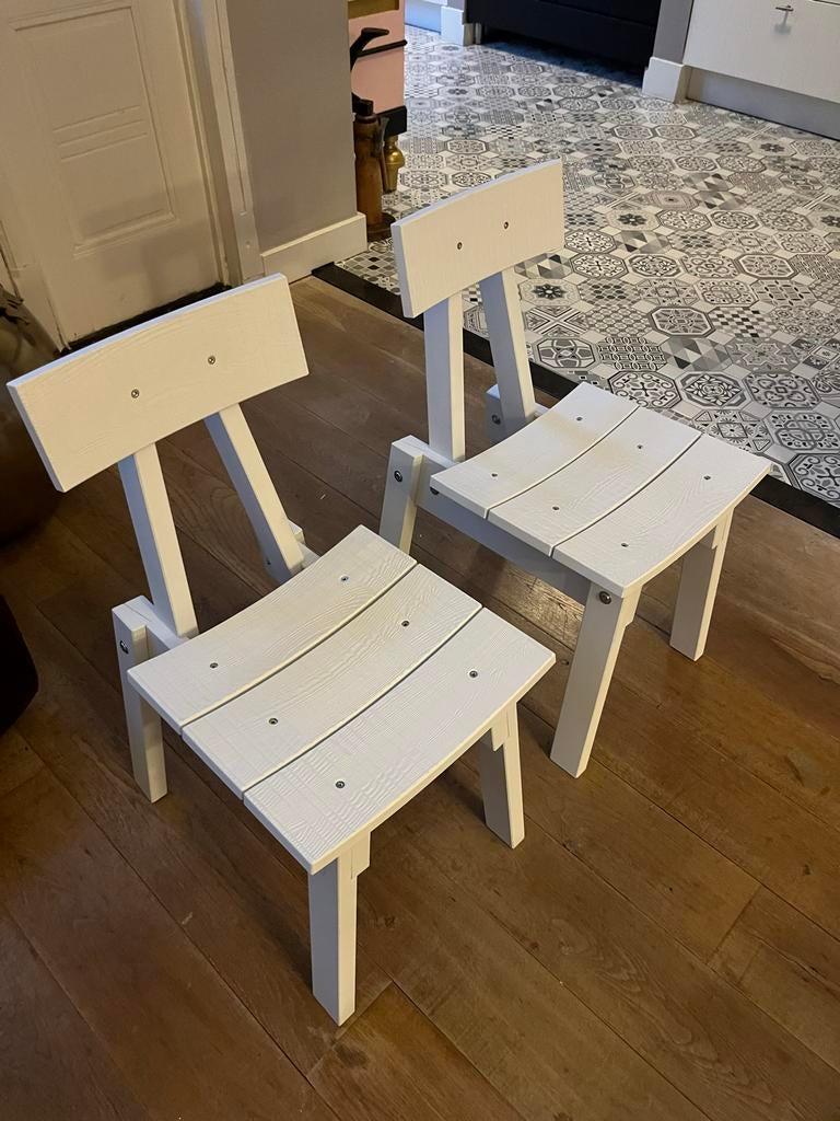 Piet Hein Eek x IKEA Eetkamerstoel - Wit Krijtverf (12x), Huis en Inrichting, Ophalen, Wit, Zo goed als nieuw, Vijf, Zes of meer stoelen
