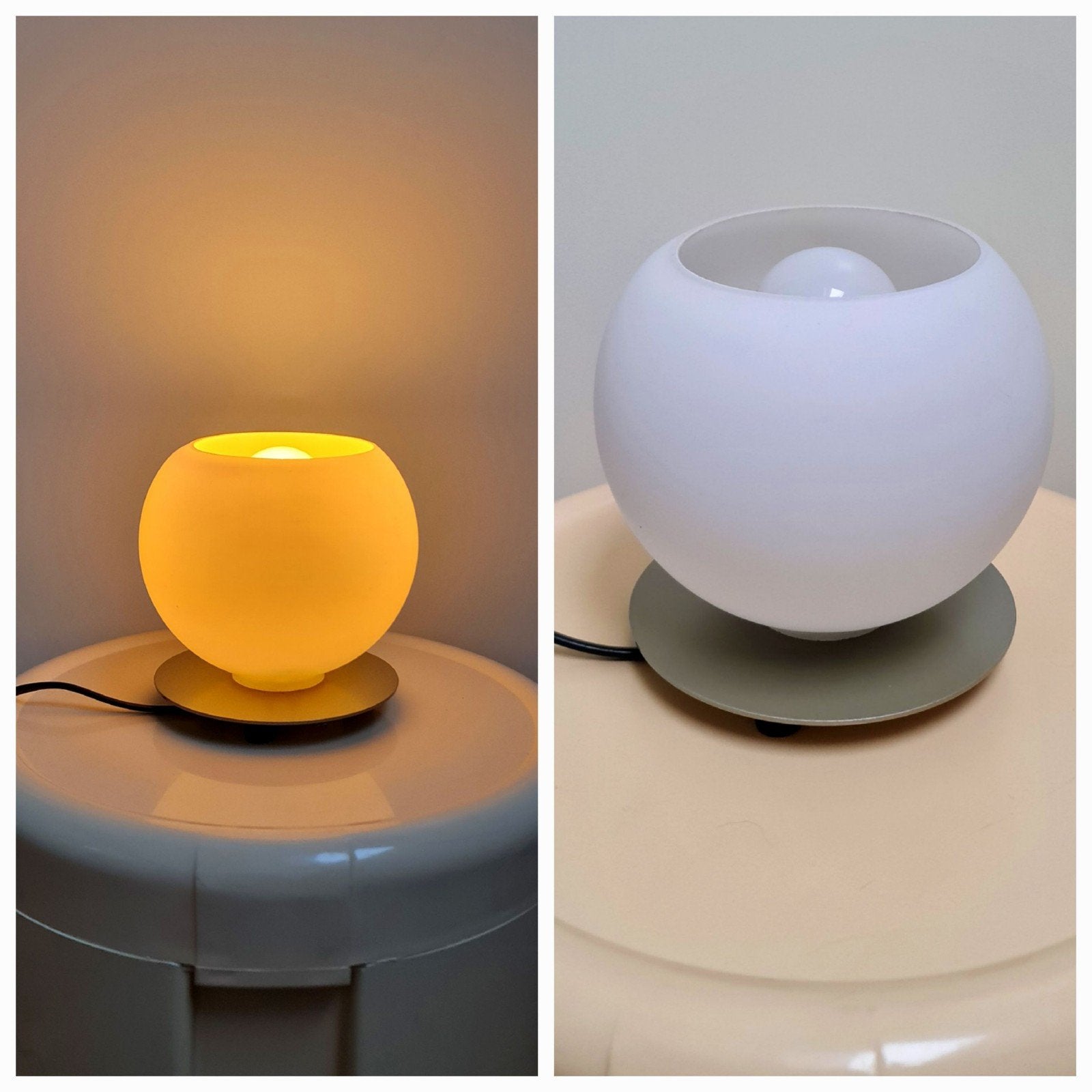 Tafellamp bollamp wit glas melkglas sfeerlicht mooie staat, Ophalen, Gebruikt, Wit, Glas