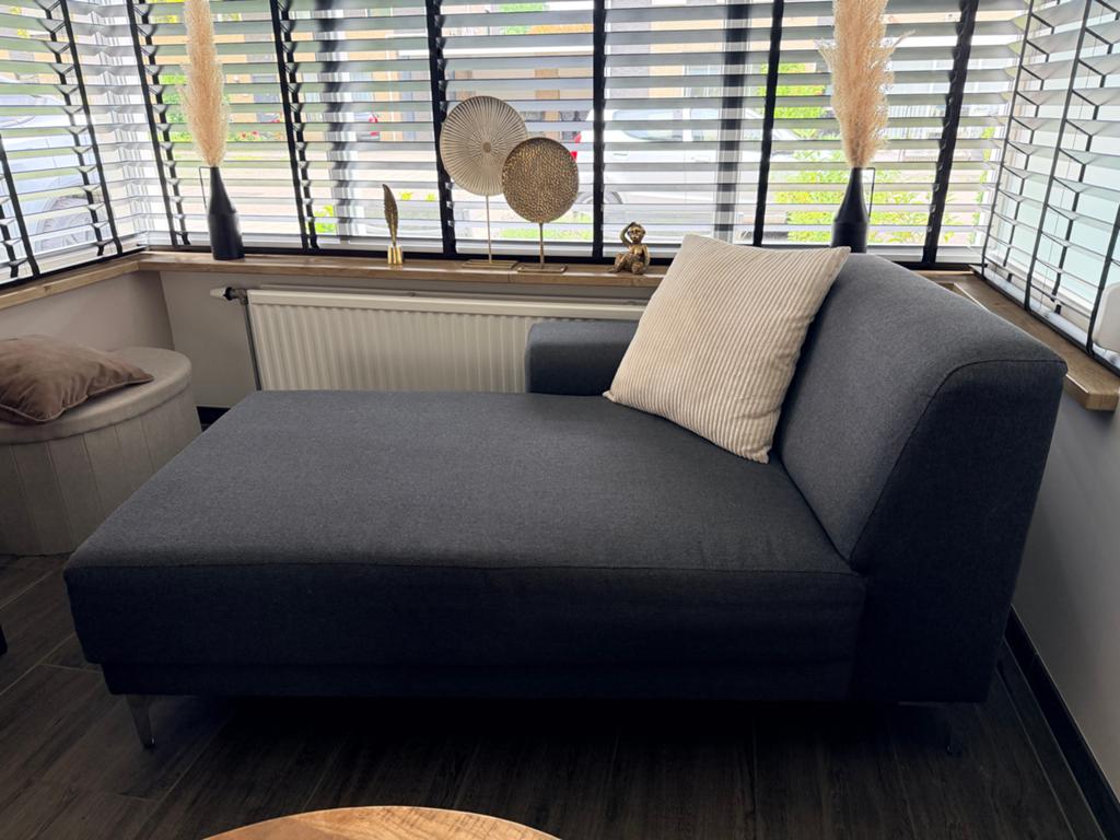 Nette Chaise longue - stof/grijs, Ophalen, Eenpersoons, 100 tot 125 cm, 150 tot 200 cm