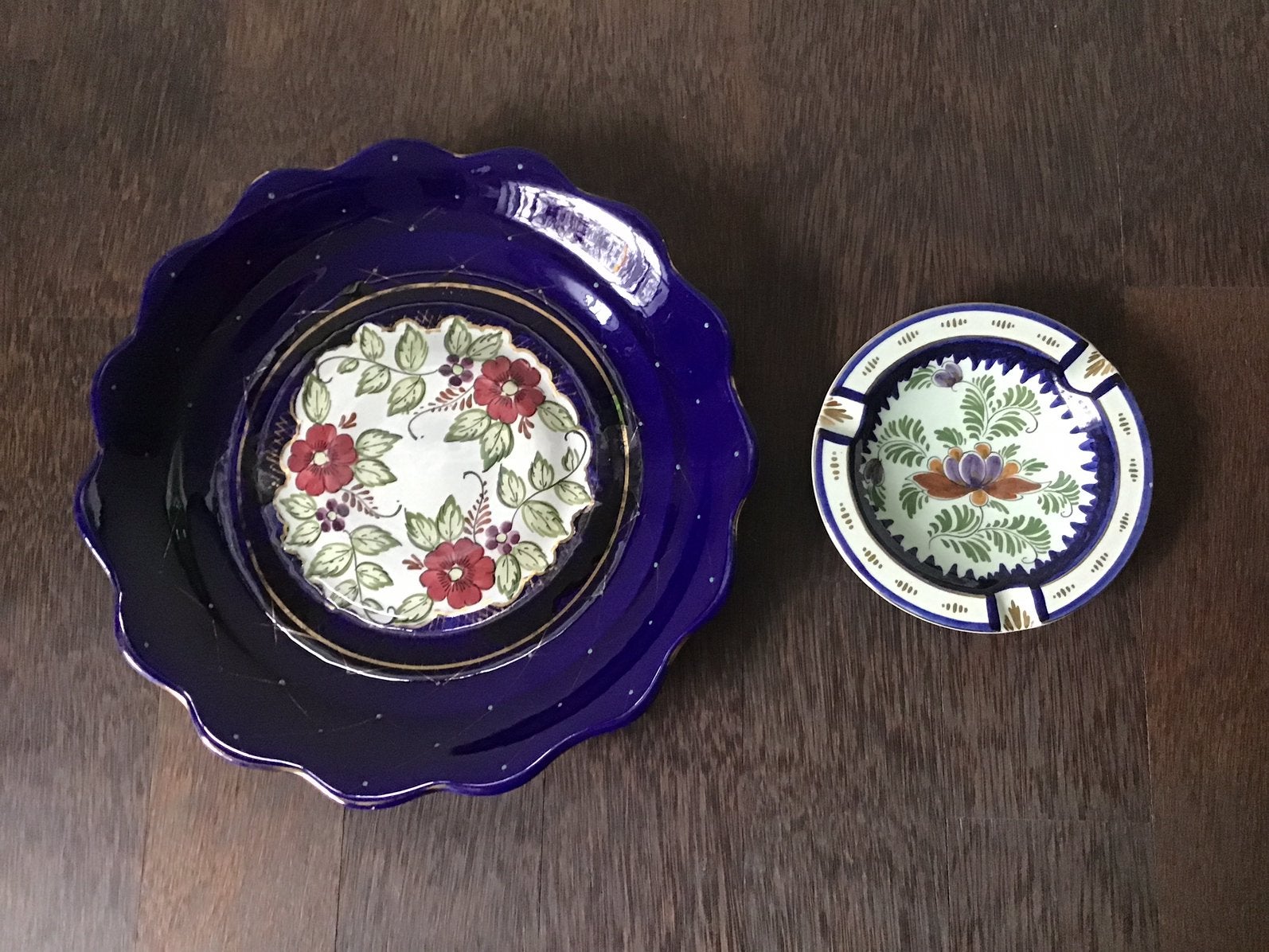Flora aardewerk - grote schaal en asbak, Ophalen of Verzenden