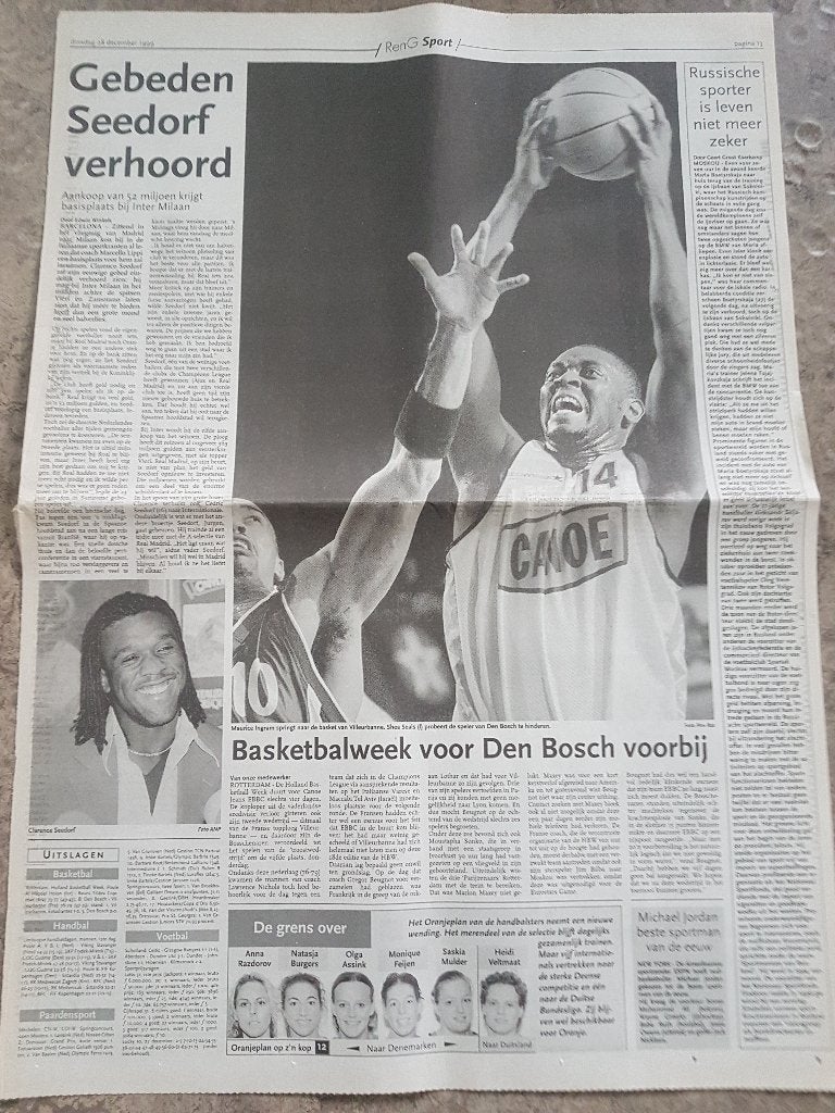 Voetbal. Seedorf krijgt basis bij Inter Milaan (1999), Verzamelen, Tijdschriften, Kranten en Knipsels, Ophalen of Verzenden, 1980 tot heden