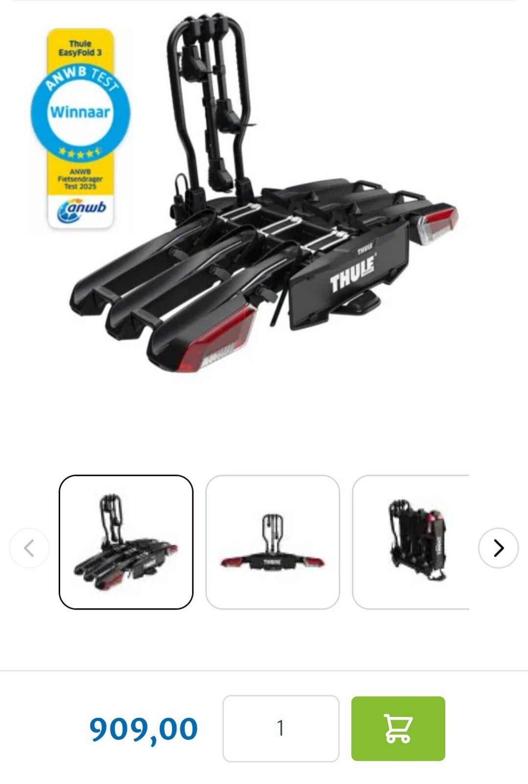Thule easyfold 3 9451 fietsendrager voor 3 fietsen NIEUW !, Auto diversen, Fietsendragers, Ophalen, 3 fietsen of meer, Elektrische fiets