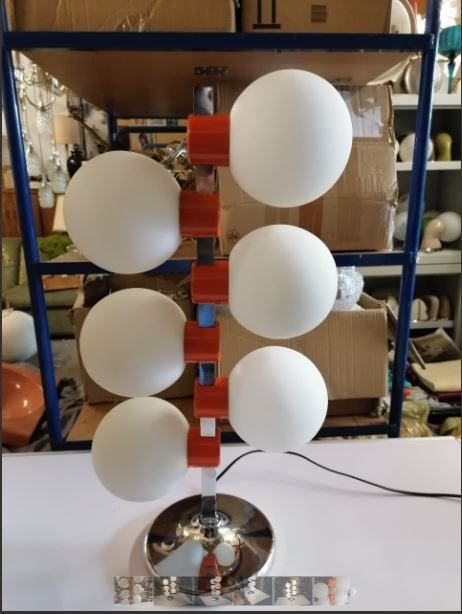 vintage ultieme space age tafellamp eind 60er, Ophalen, 50 tot 75 cm, Zo goed als nieuw, Glas