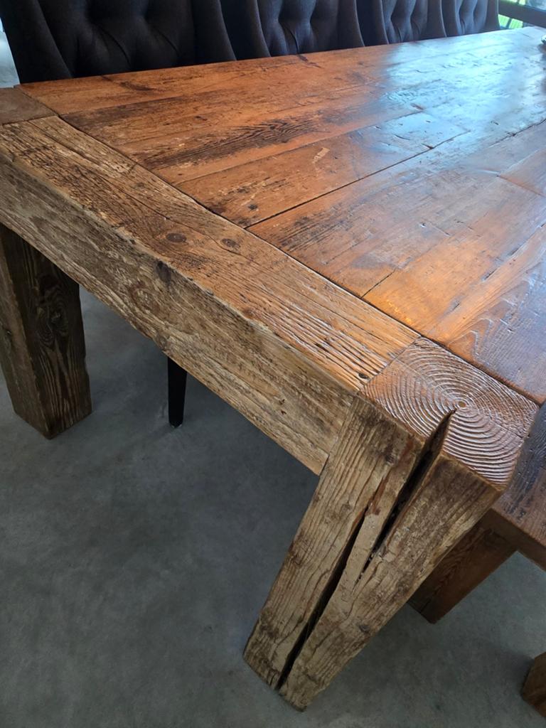 Stoere eikenhouten wagondelen tafel 320x98 cm, Huis en Inrichting, Tafels | Eettafels, Ophalen