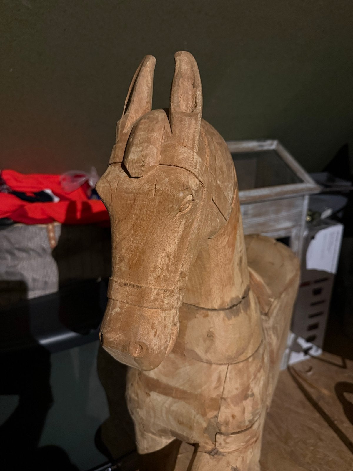 Uniek Handgesneden Houten Paard Beeld - Decoratief, Antiek en Kunst, Kunst | Beelden en Houtsnijwerken, Beeld, Hout, Bruin, Overige stijlen
