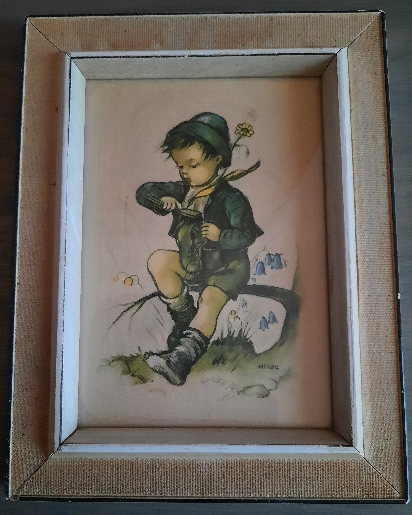 hummel schilderijtje, Portret of Personen, Ophalen of Verzenden, Klassiek, Print