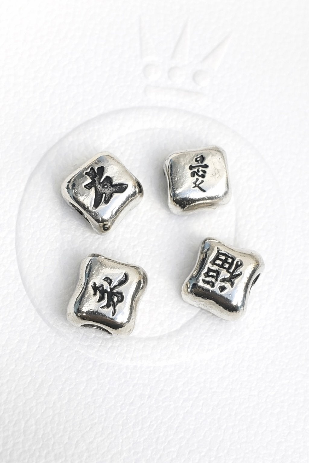 Pandora Chinees tekentjes bedels Vriendschap, Liefde, Geluk, Ophalen, Gebruikt, Zilver, Pandora