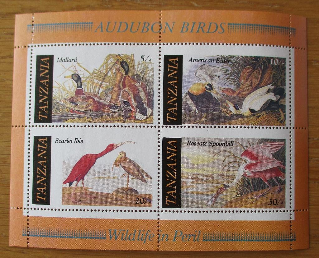 Tanzania, serie van 5 blokken Vogels, Verzenden, Postfris, Dier of Natuur