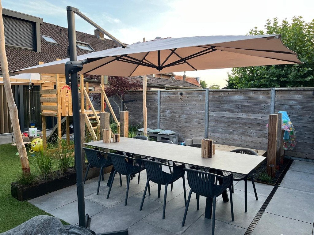 Ombrea Zweefparasol 4x3m (Parsol), Ophalen, Verstelbaar, 3 tot 4 meter, Zweefparasol