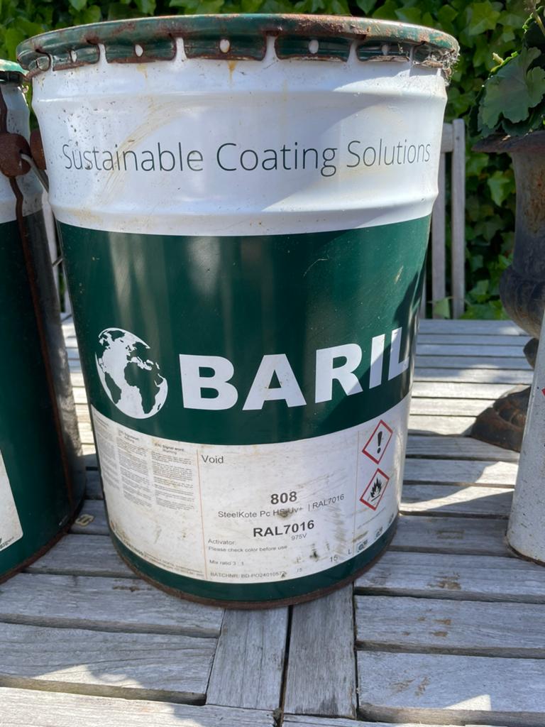 Baril Verf RAL 7001 & RAL 7016 - Nieuw in blik, Ophalen, 15 tot 20 liter, Grijs, Verf