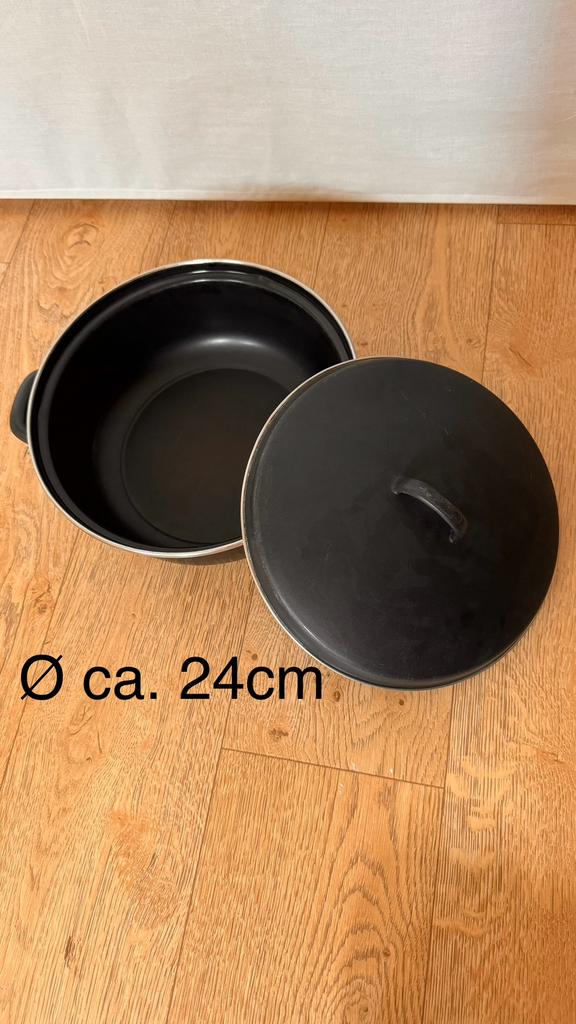 Braadpan zwart emaille ø 24 cm, Ophalen of Verzenden, Gebruikt, Overige materialen, Koekenpan of Braadpan