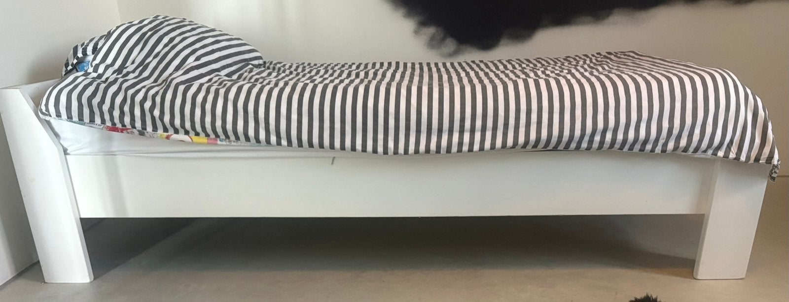 Eenpersoons massief houten bed met lattenbodem en matras, Ophalen, Verstelbaar, 90 cm, Eenpersoons