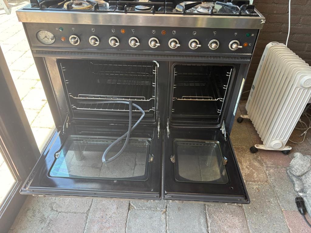 Nette Boretti Fornuis 90cm met dubbele oven, Gebruikt, 60 cm of meer, Ophalen of Verzenden, Gas