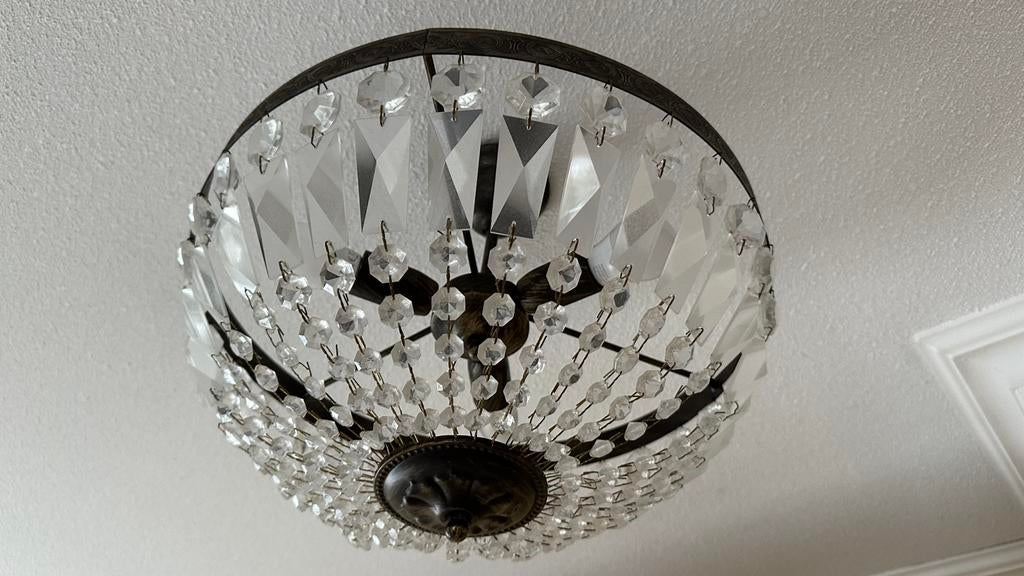 Mooie kristallen lamp, Huis en Inrichting, Lampen | Kroonluchters, Ophalen, Zo goed als nieuw