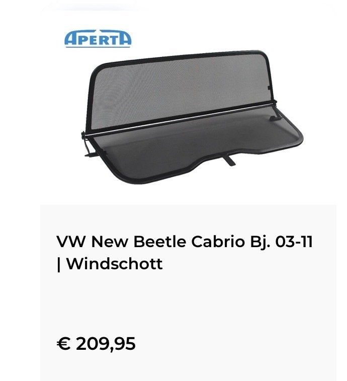 Windscherm Volkswagen Beetle  Nieuw in doos, Ophalen, Nieuw, Volkswagen