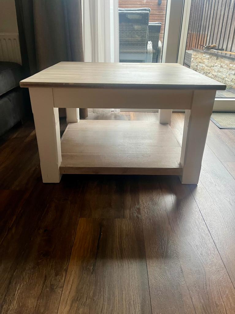 Salontafel met bijpassend mandje, Ophalen, Zo goed als nieuw, Vierkant, 50 tot 100 cm