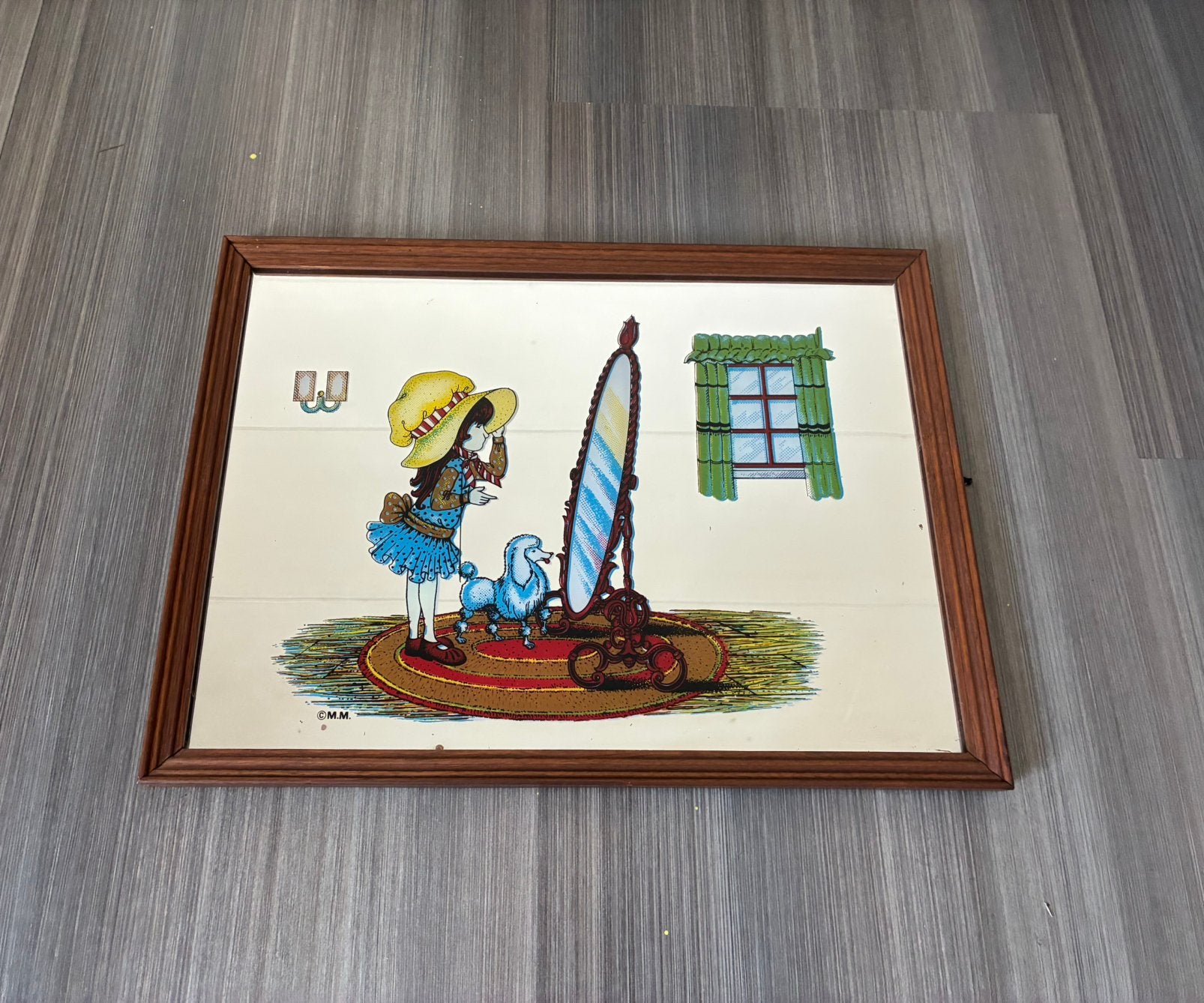 Vintage 70’s spiegel met opdruk, Ophalen of Verzenden, Huis en Inrichting