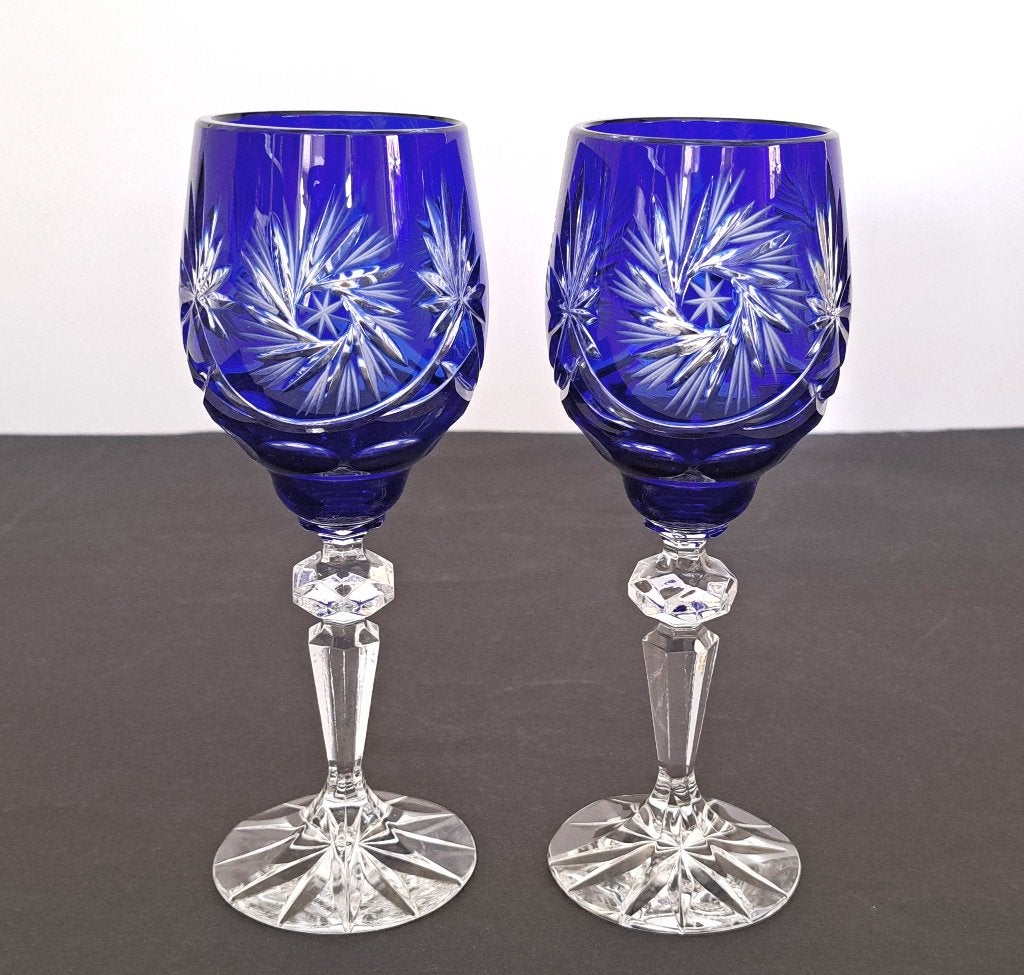 Stel geslepen kristallen wijnglazen / roemers, Antiek en Kunst, Antiek | Glas en Kristal, Ophalen of Verzenden