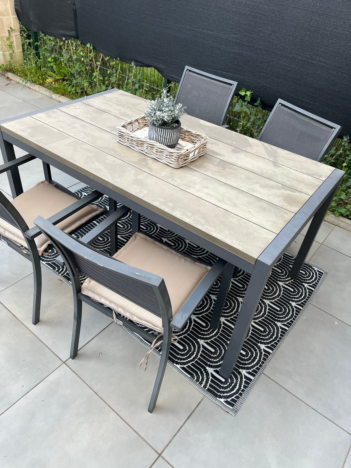 Tuinset tafel met 4 stoelen - opknapper, Tuin en Terras, Ophalen, 4 zitplaatsen, Gebruikt, Eettafel