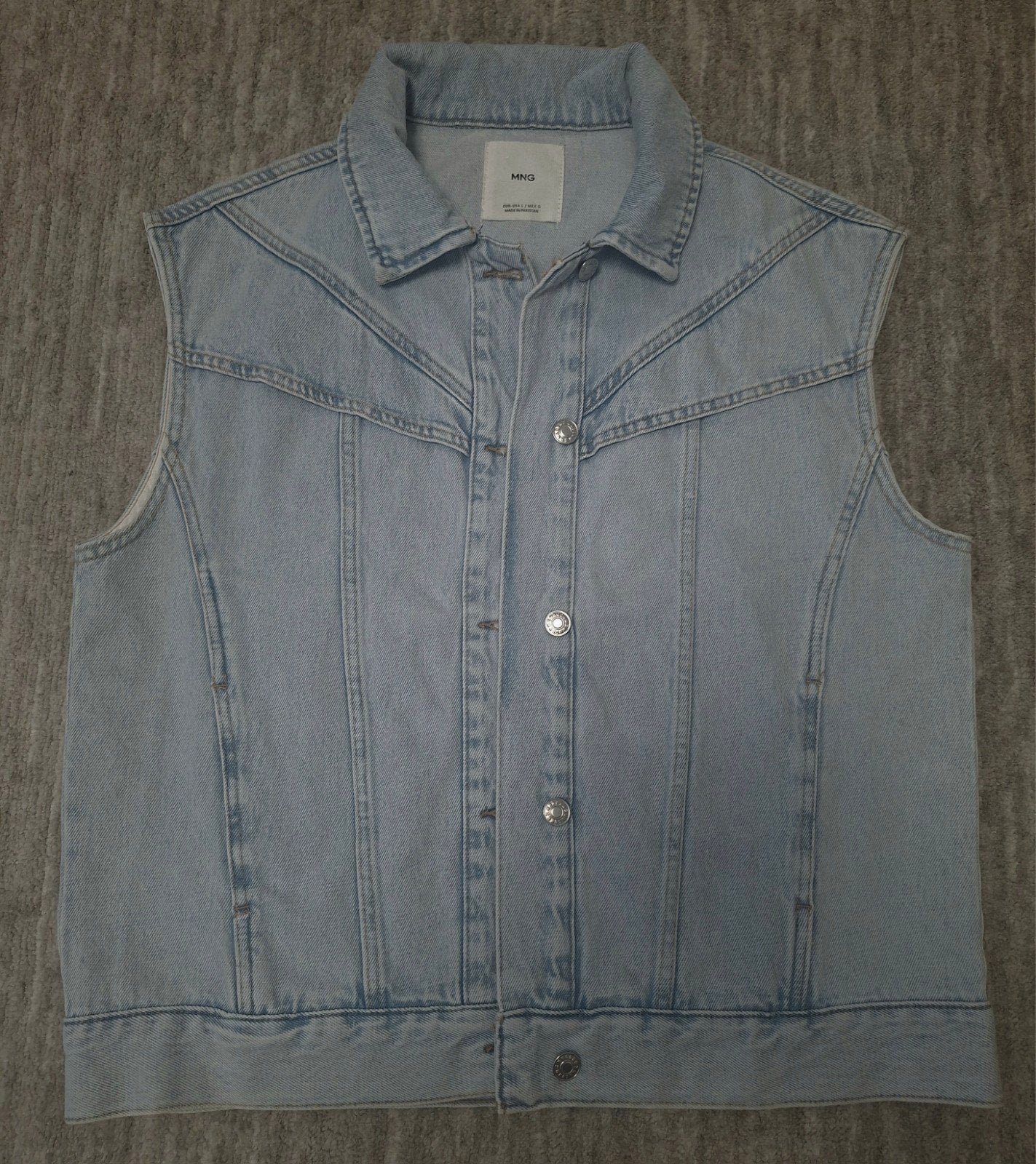 Nieuwe MNG (Mango) denim gilet - Lichtblauw - Maat L, Blauw, MNG (Mango), Maat 42/44 (L), Nieuw