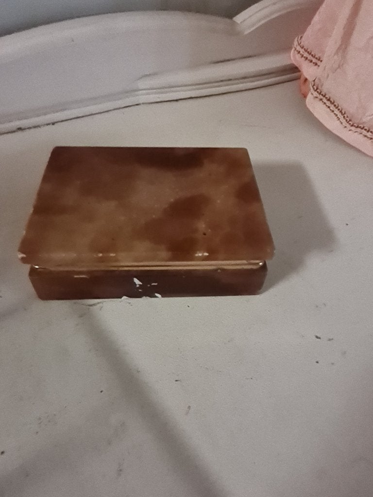 Vintage marmeren sierraden kistje, opberg doosje